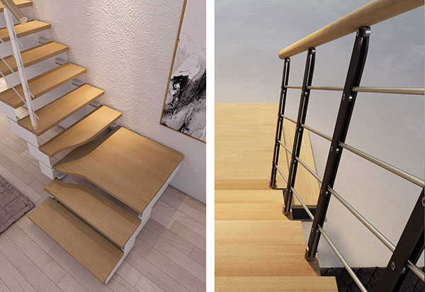 Escalier Quart Tournant En Bois Hauteur Max 3 74m Largeur 74cm