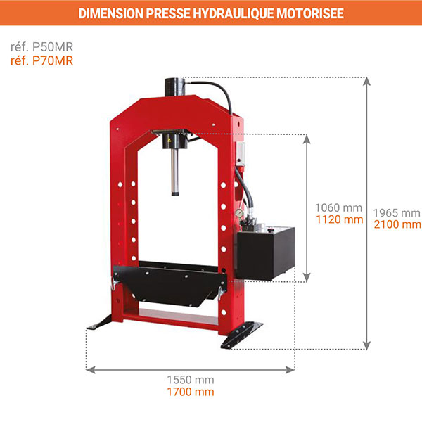 dimensions presse hydraulique motorisee P5070