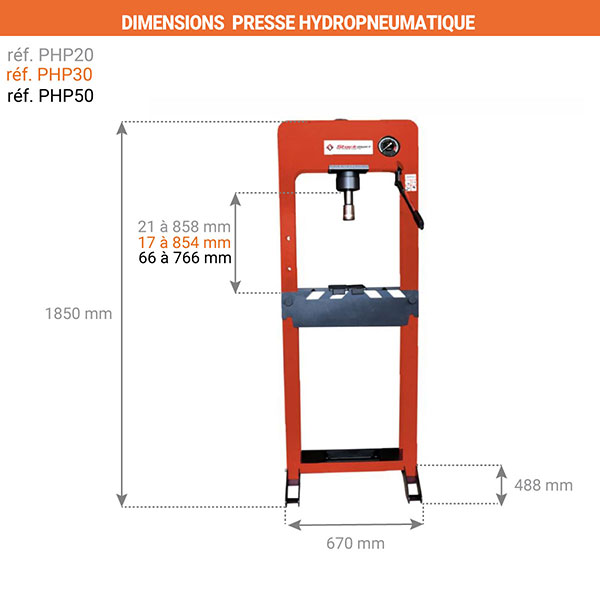 dimensions presse hydropneumatique PHP