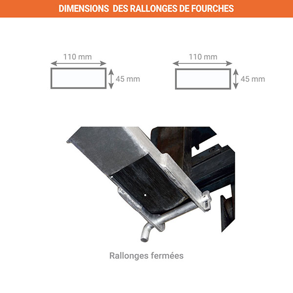 dimensions rallonges fourches fermees 1k