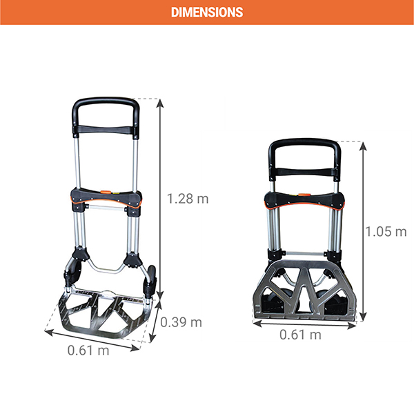 dimensions diable pliable aluminium STR200