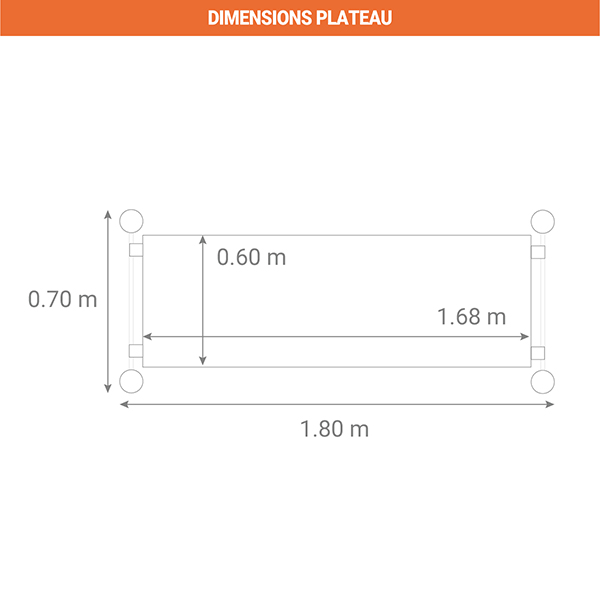 dimensions plateau echafaudage rouant alu TOS 180