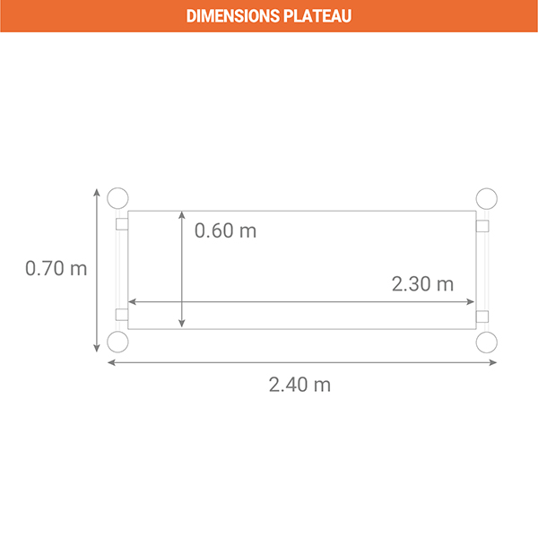 dimensions plateau echafaudage rouant alu TOS 240