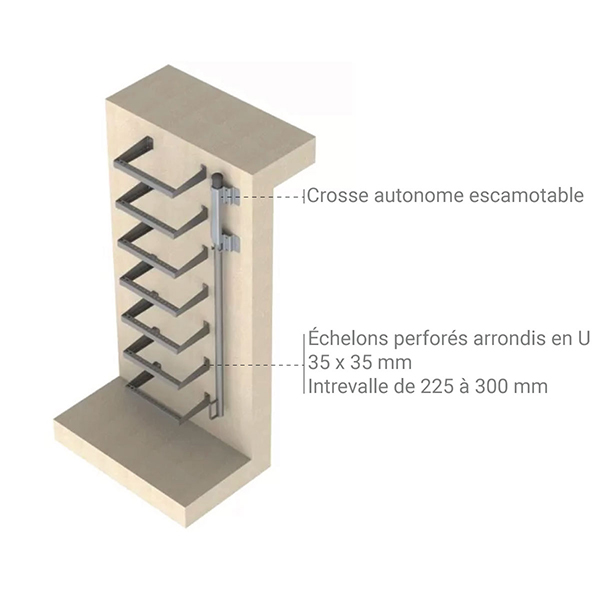details echelle acces puits acier