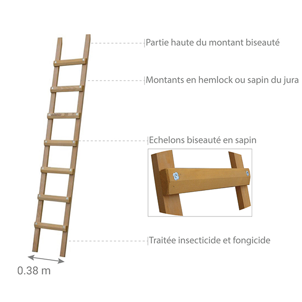Echelle de toit en bois avec un écartement de barreaux de 25cm — free download
