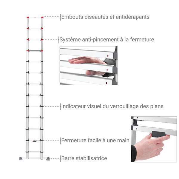Echelle Télescopique Woerther 3m80 - Avec housse et sac porte outils