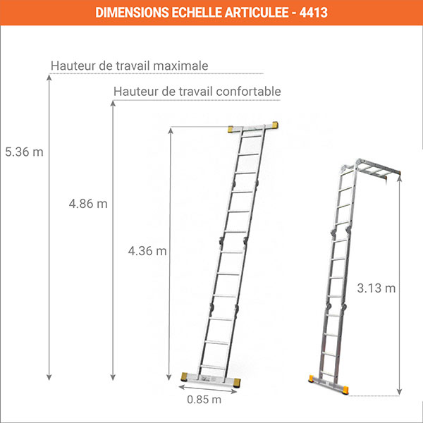 dimensions echelle articule deployees 4413