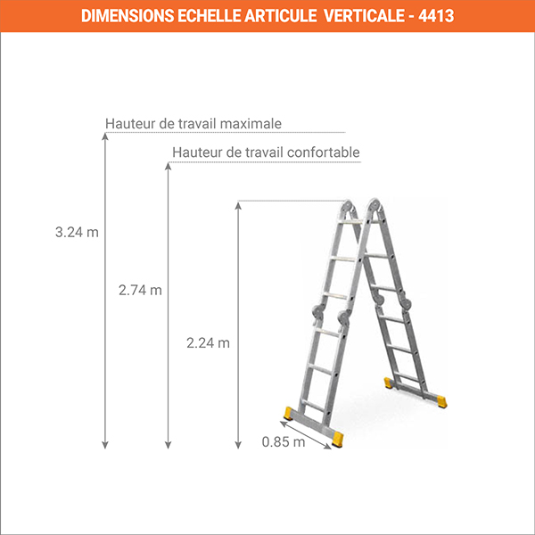 dimensions echelle articule verticale 4413