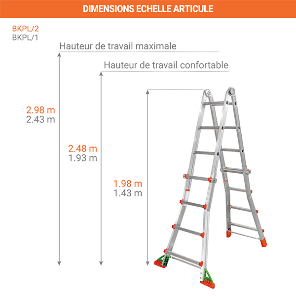 dimensions echelle articule verticale BKPL