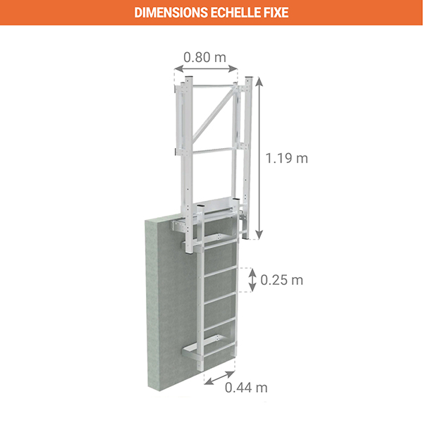 dimensions echelle fixe aluminium portillon FSC