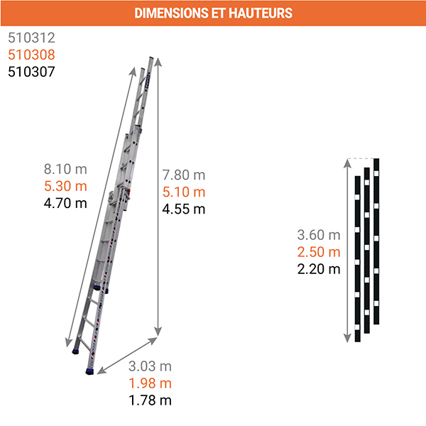 dimensions echelle transformable 3 plans 5103