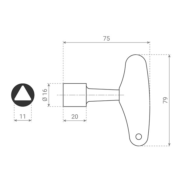 036541 Clé métal pour empreintes triangle mâle de 9mm ( ERDF ) -  professionnel