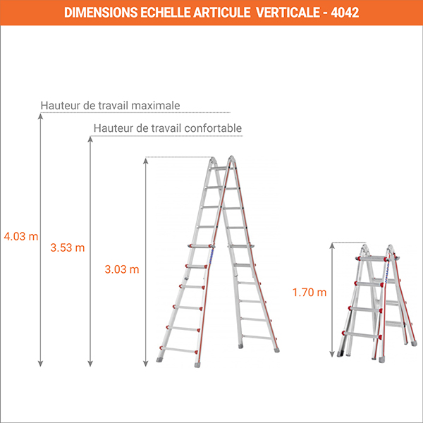 dimensions echelle articule verticale 4042