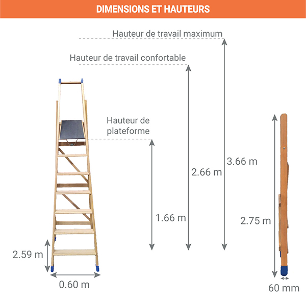 dimensions escabeau bois b140