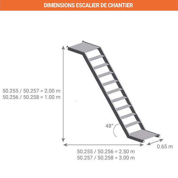 dimensions escalier chantier 50 25