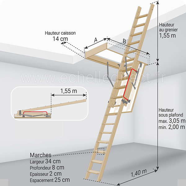 dimensions escalier escamotable LDK 305