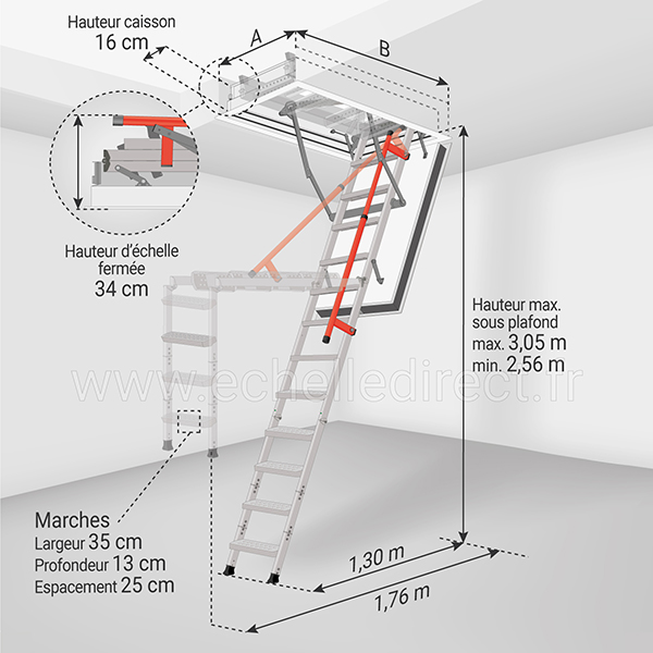 dimensions escalier escamotable LMF120 305