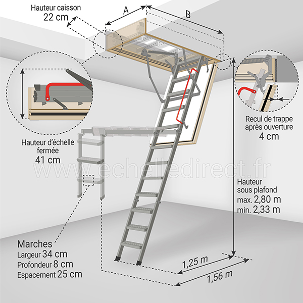 dimensions escalier escamotable LMF45 280