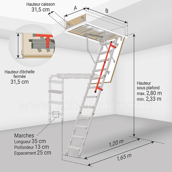 dimensions escalier escamotable LML 280