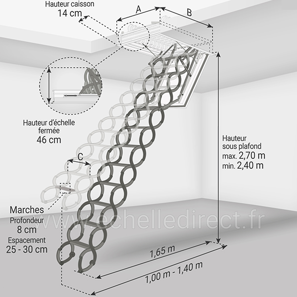 dimensions escalier escamotable LSF 240
