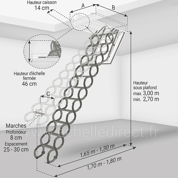 dimensions escalier escamotable LSF 270