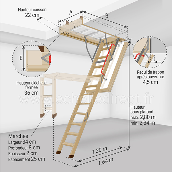 dimensions escalier escamotable LWT 280