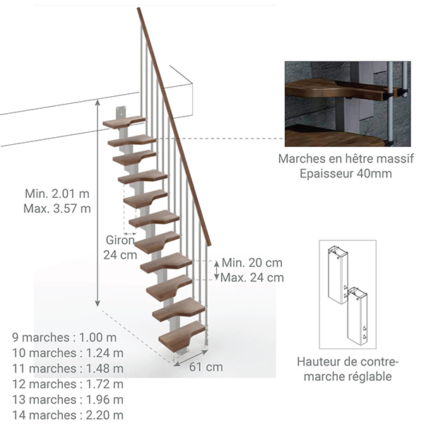 dimensions escalier gain de place I NA