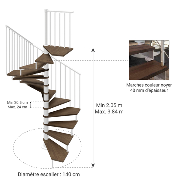 dimensions escalier helicoidal tekla 140 noyer