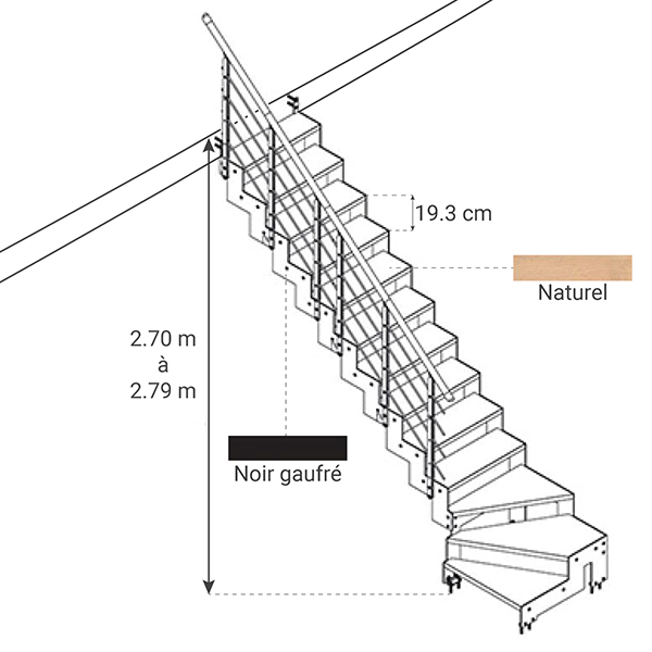 dimensions escalier quart tournant compot