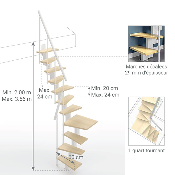 dimensions escalier small 1 quart