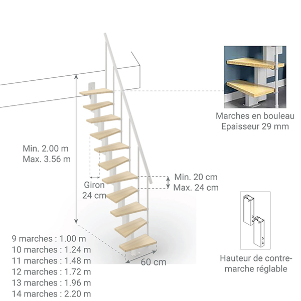 dimensions escalier small droit