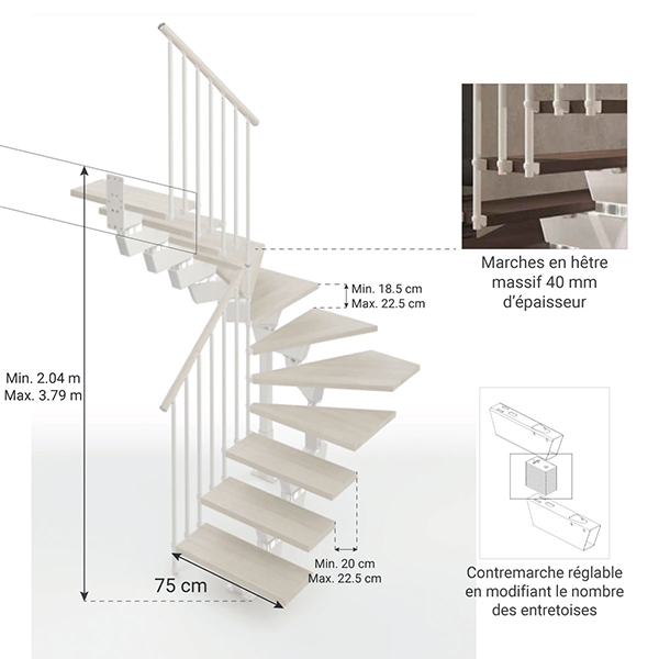 dimensions escalier tournant knock 75 BB