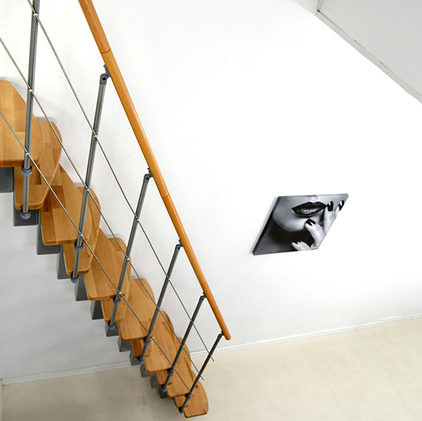escalier droit bois gris 13 marches