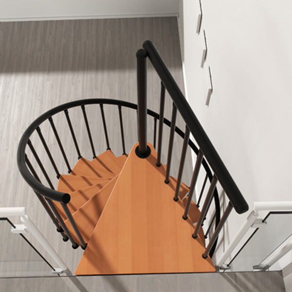escalier helicoidal noir marche hetre mezzanine