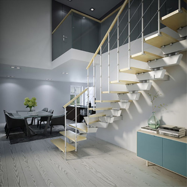 escalier tournant limon central bois knock