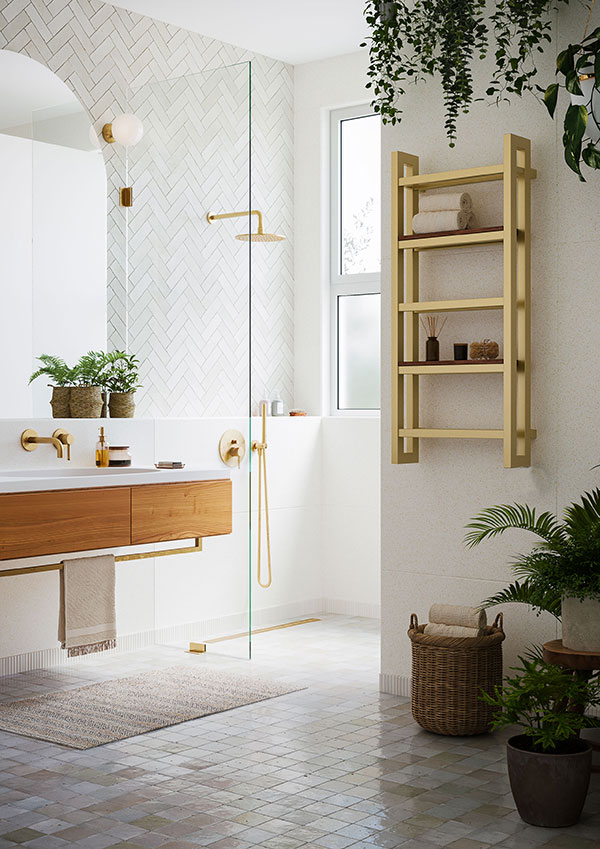 handtucheizkorper goldener stand badzimmer design