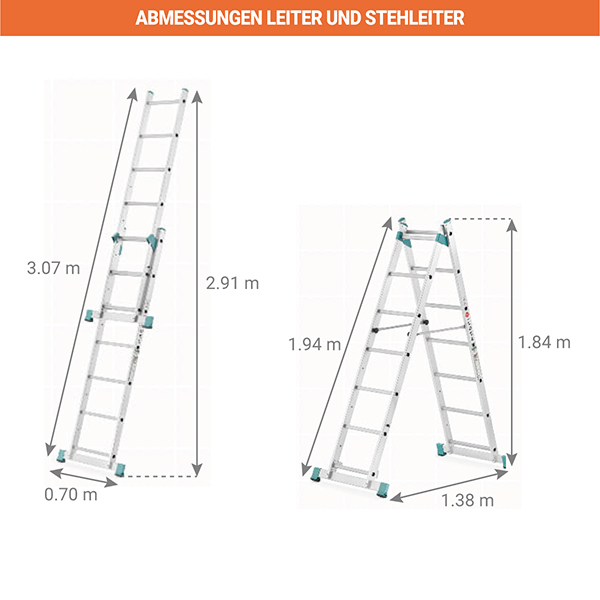 abmessungen leiter stehleiter 8507