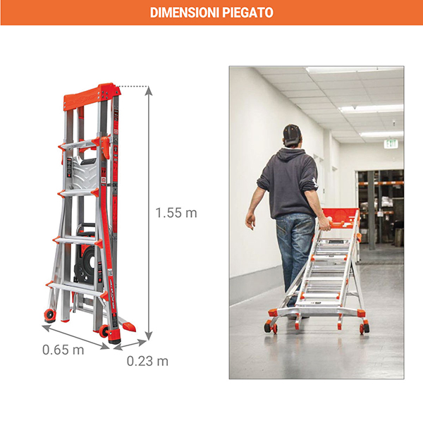 dimensioni pieagto scaletta telescopica LIG15125