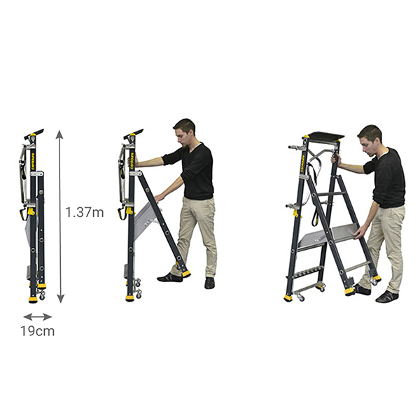 dimensions escabeau STEPPER 414901 plie