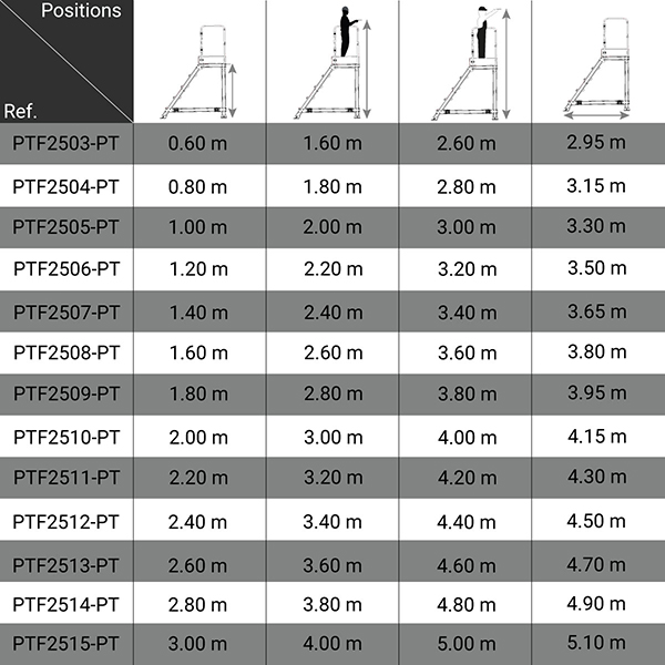 dimensions plateforme PTF 250PT