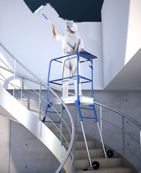 Teleskopische Podestleiter für Treppen