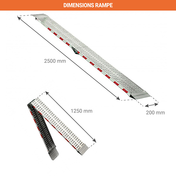 dimensions rampe chargement pliante 2500mm