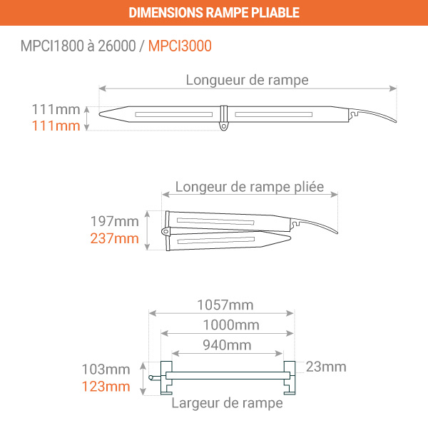 dimensions rampe pliable 1000mm