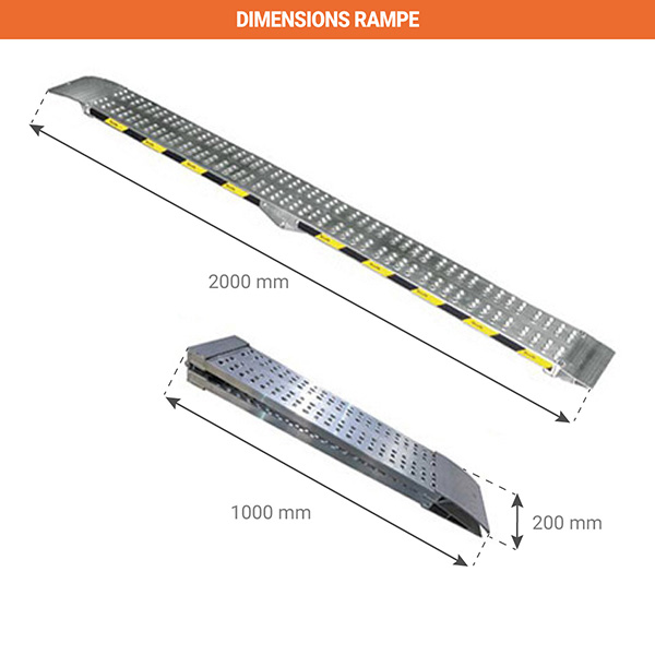 dimensions rampes chargement pliante 2000mm