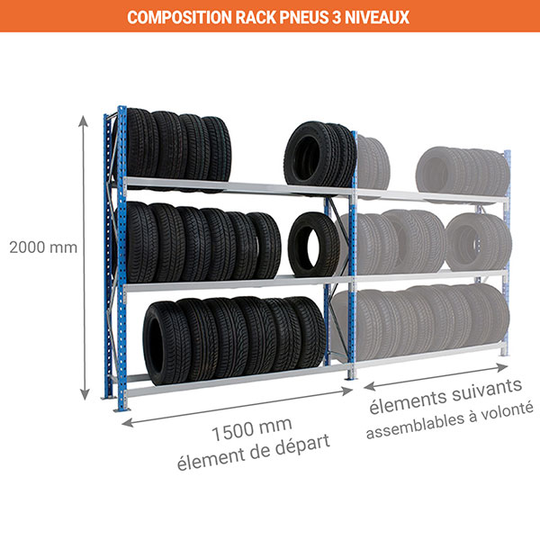 composition rack pneus 3niveaux 1500