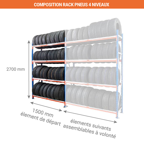 composition rack pneus 4niveaux 1500