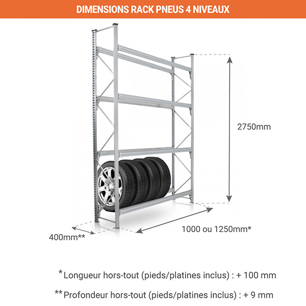 dimensions rack pneu 4niveaux