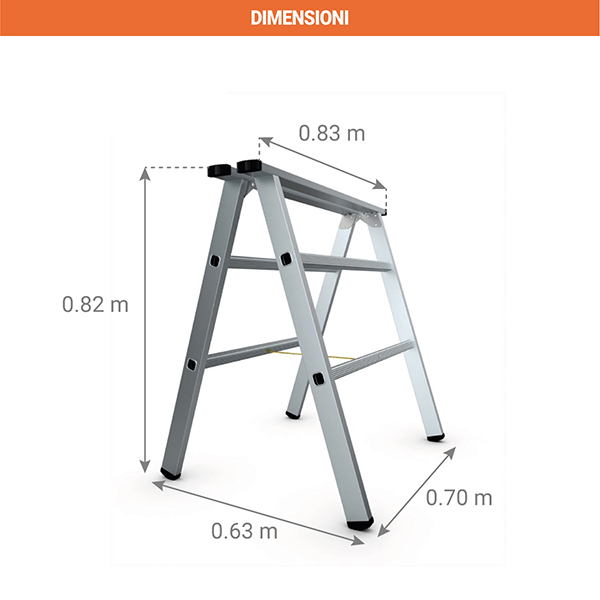dimensioni cavalletto alluminio 4050