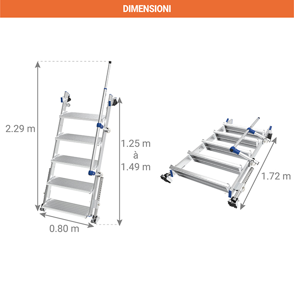 Ricambi per camion, escavatori e trattori - Scala telescopica alluminio