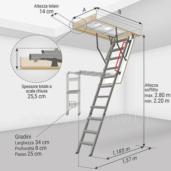 dimensioni scala retratile LMK 280